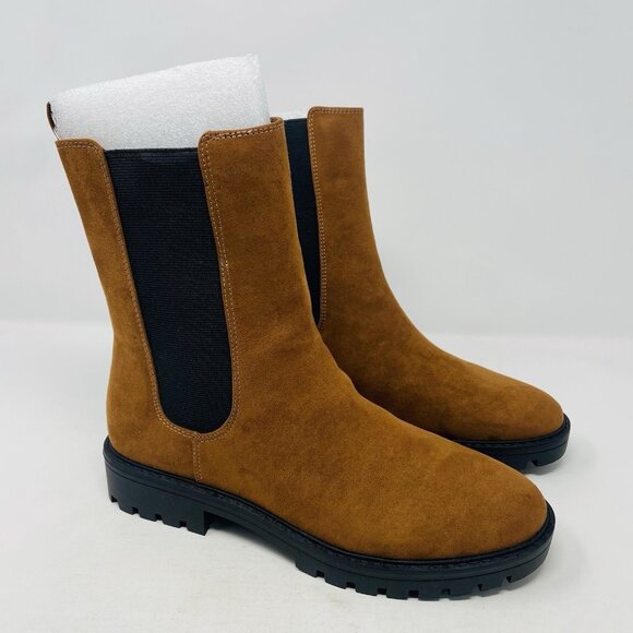 Ann Taylor LOFT Womens Size 8 Lug Sole Chelsea Booties in Chestnut Brown $155 - Picture 4 of 11